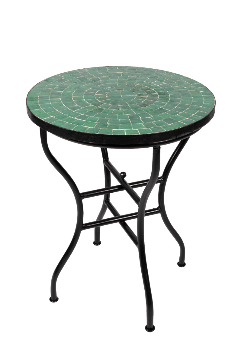 Table en mosaïque marocaine Buma verte, Ø 60 cm 
