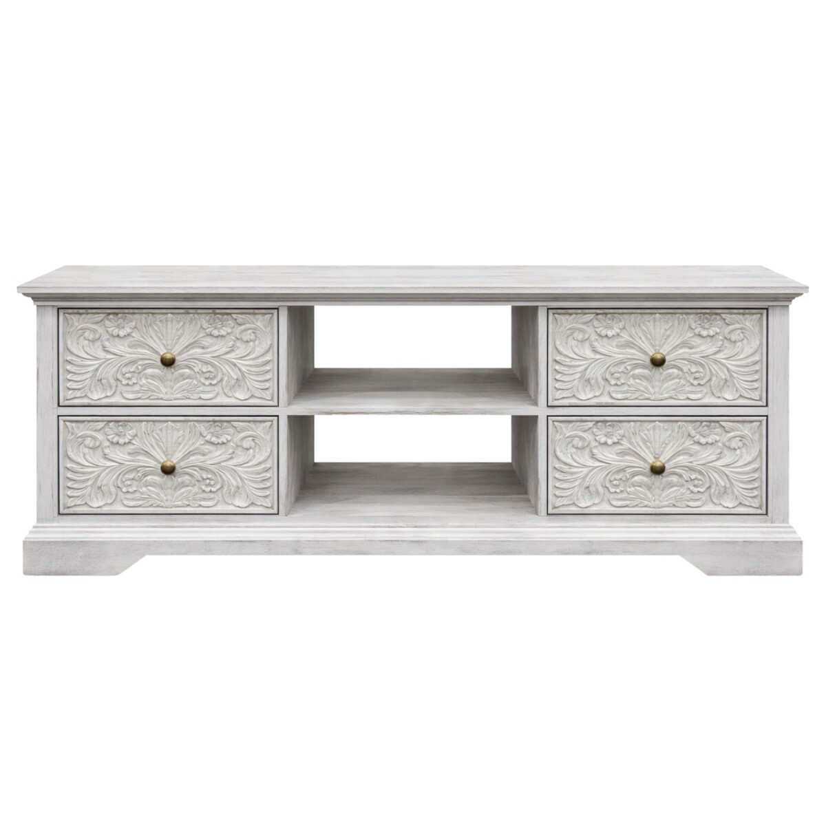 Meuble TV Radha 150 cm en bois massif, style bohème v