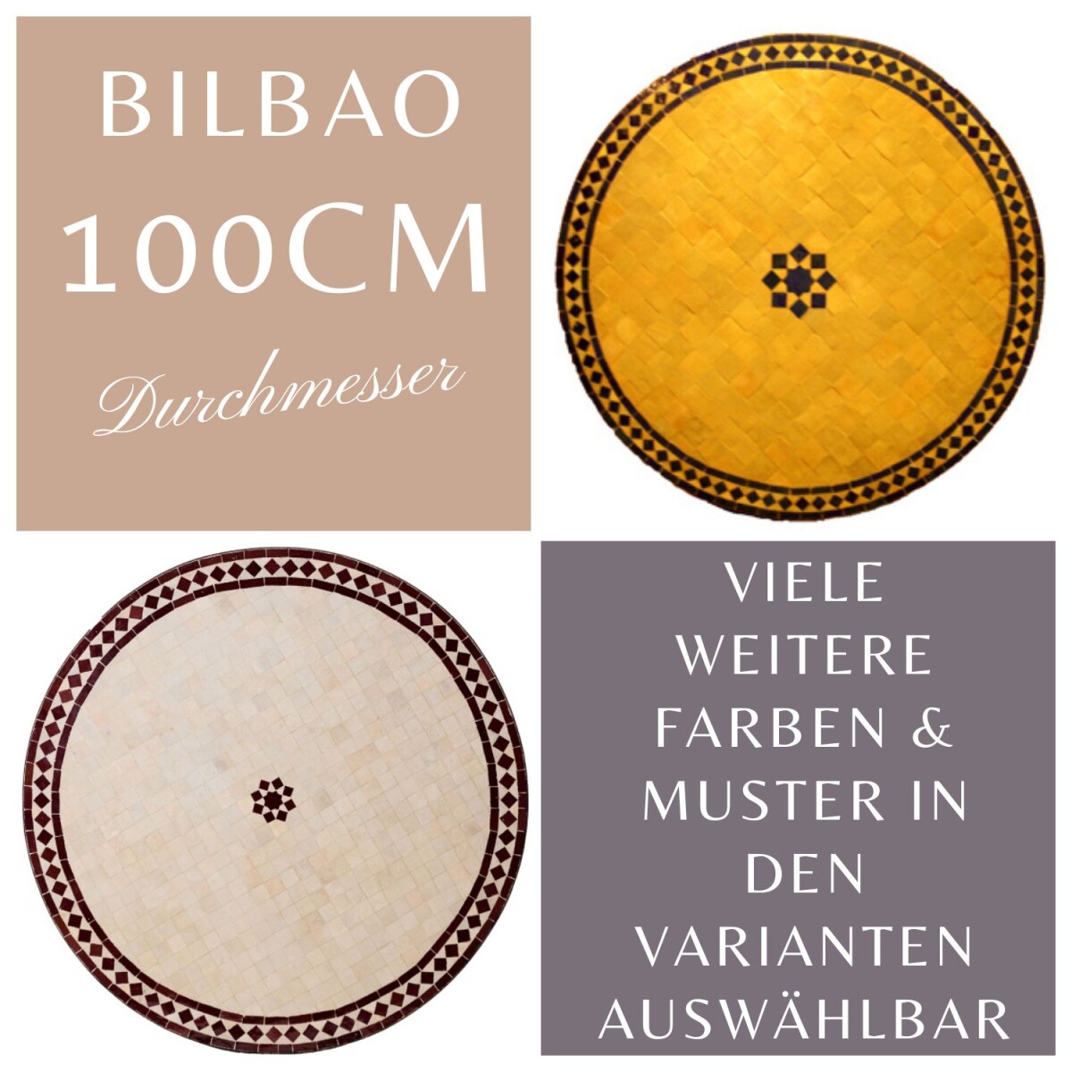 Table en mosaïque marocaine Bilbao 100 cm | Fabriqu&eac
