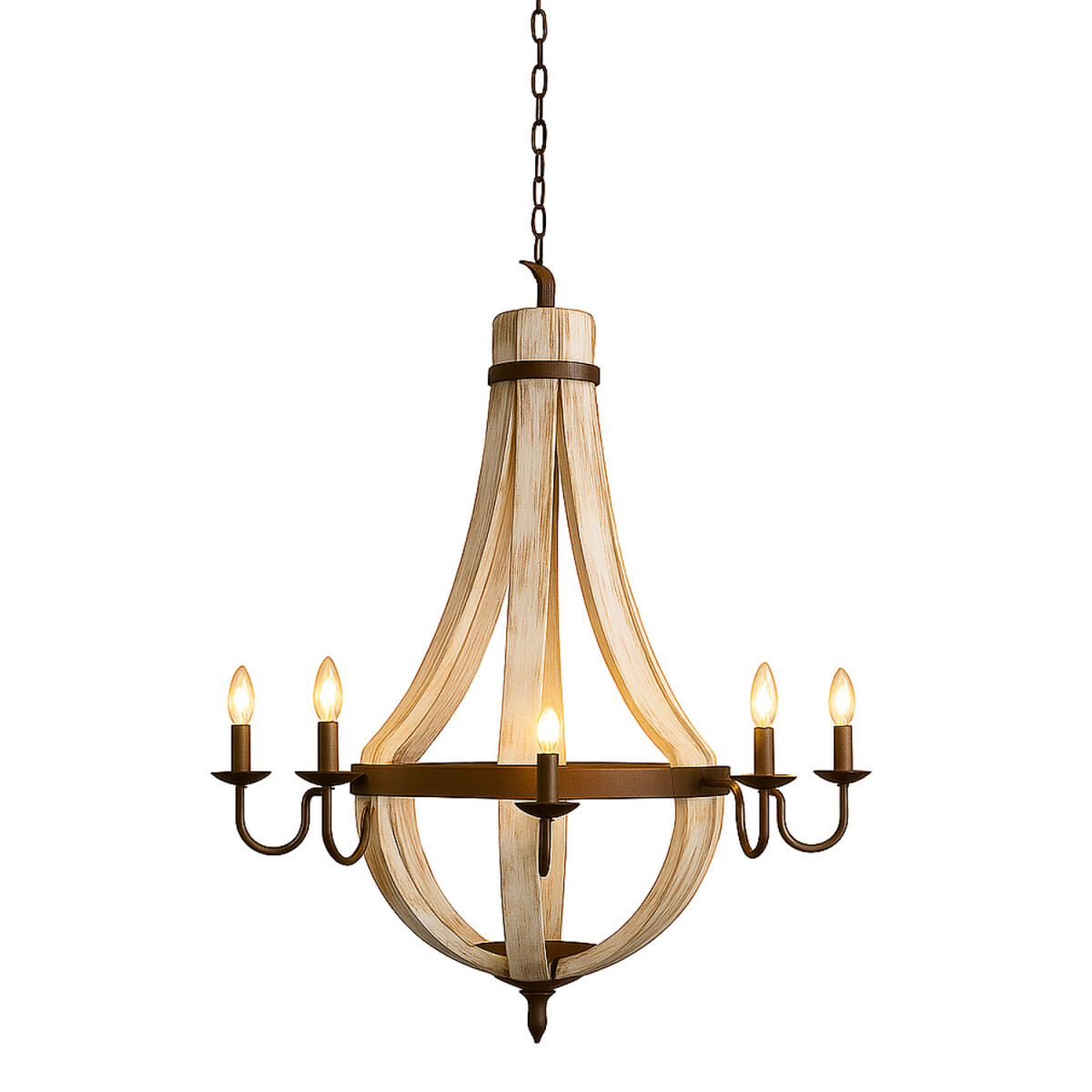Lustre Abdallah en bois et métal, 93 cm | Lustre indi