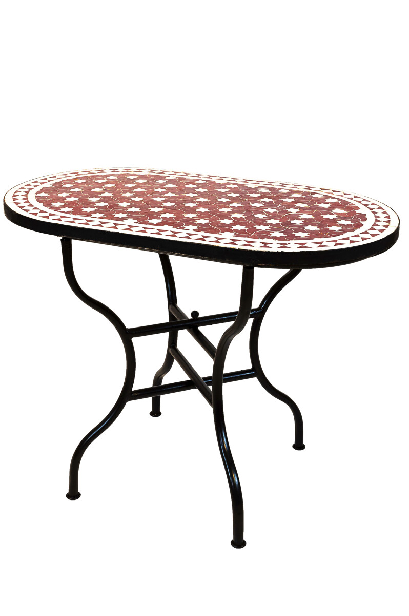 Table en mosaïque marocaine Estrella Bordeaux Blanc 100