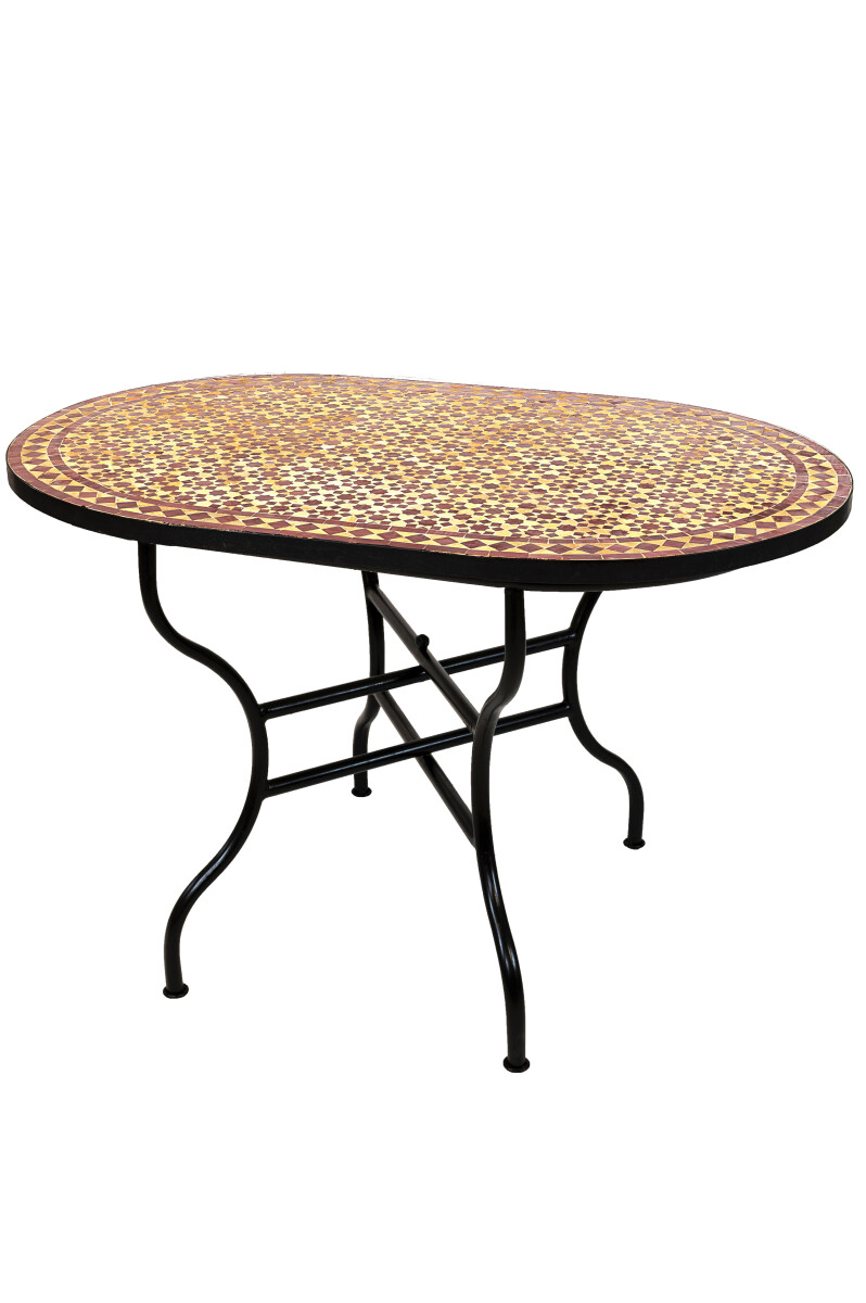 Table en mosaïque marocaine Albaicin Beige Bordeaux 120