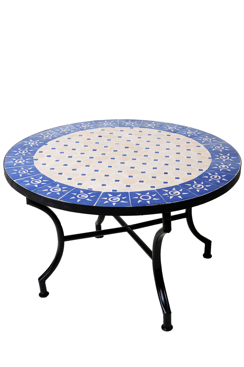 Table marocaine en mosaïque « Soleil », bei
