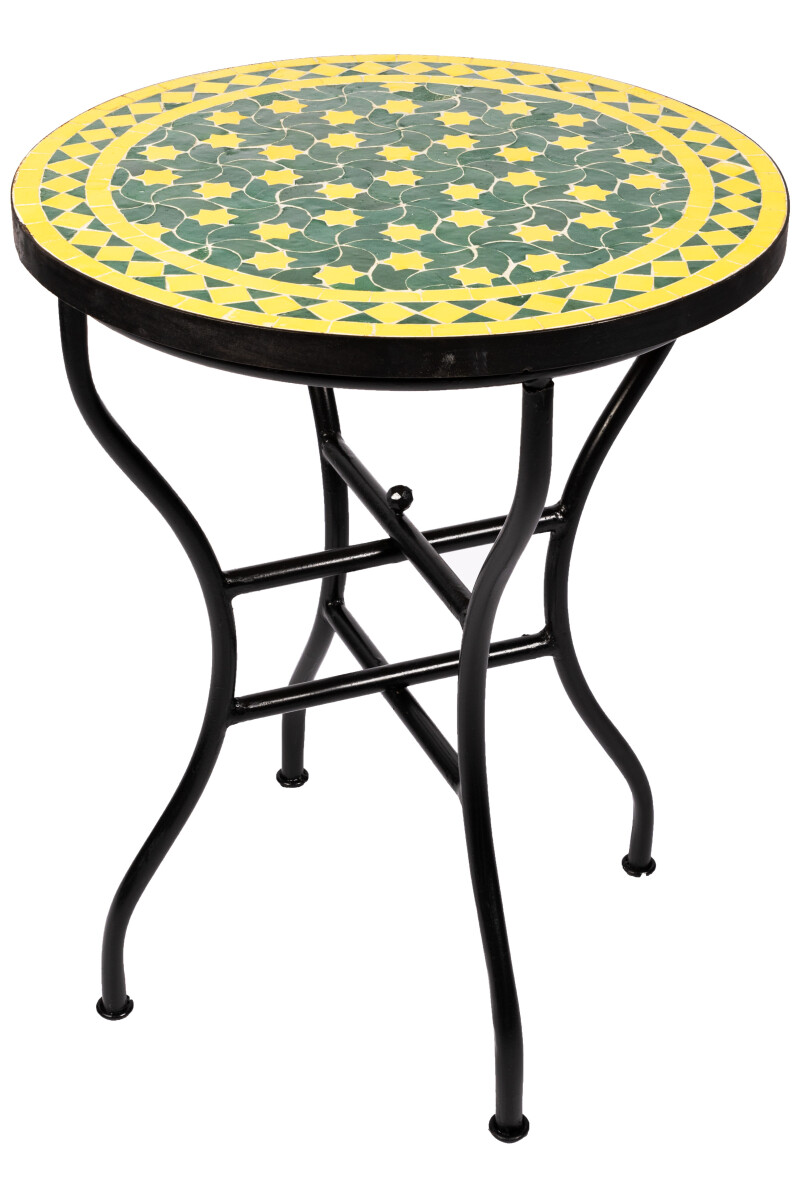 Table en mosaïque marocaine Estrella verte et jaune, &O