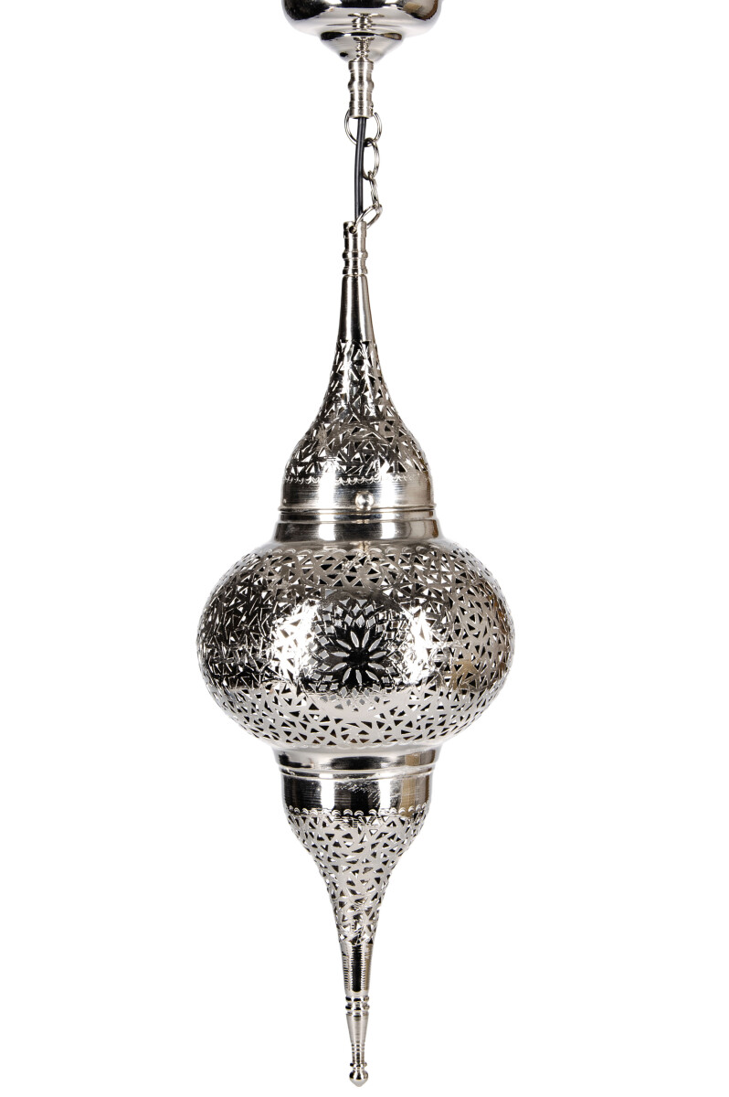 Suspension Hayati argentée 55 cm | Lampe marocaine en